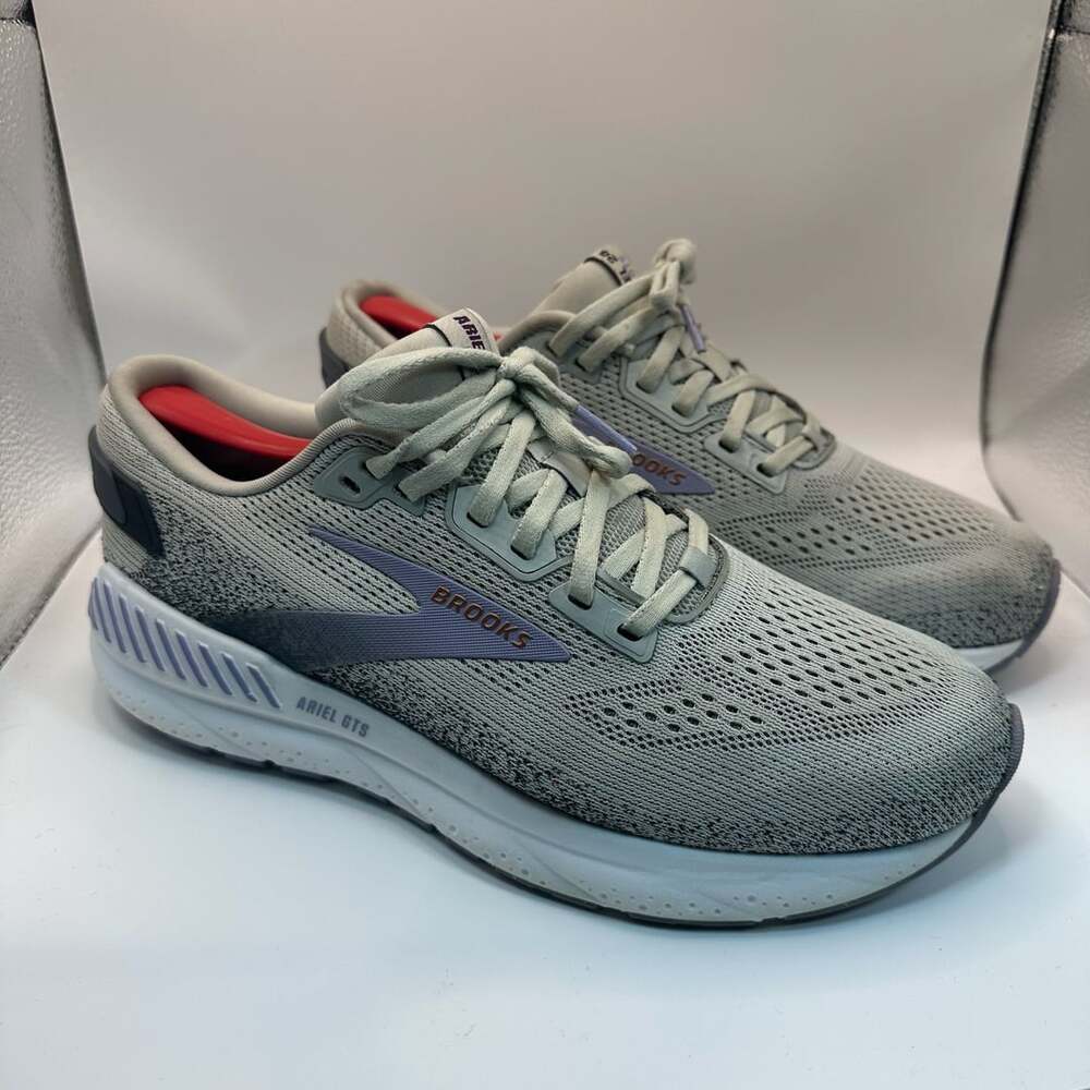 Brooks Ariel GTS 24 Shoes Women 9.5B Grey Purple Road Running Comfort Stability